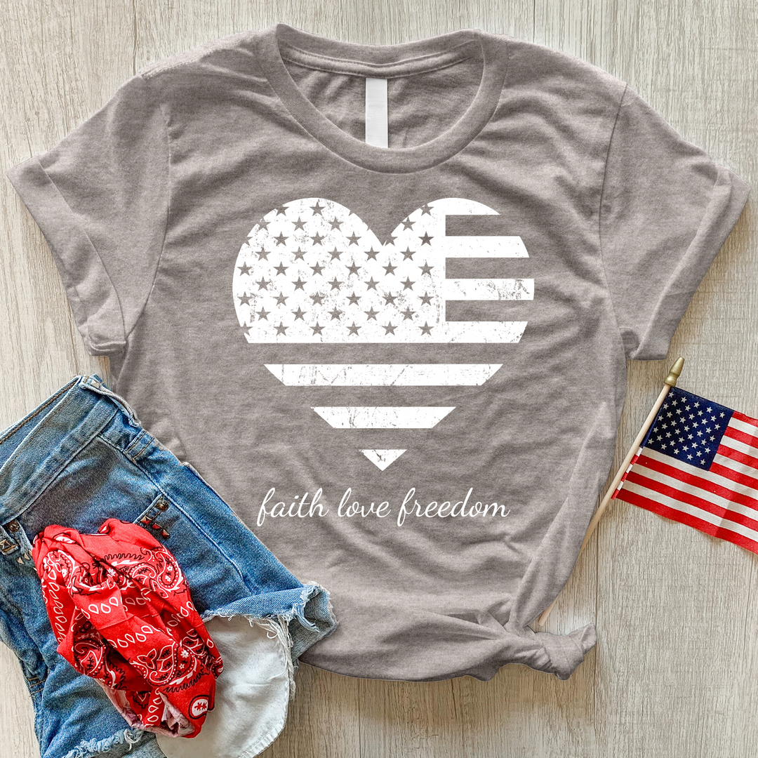 Faith Love Freedom Heart Heathered Tee