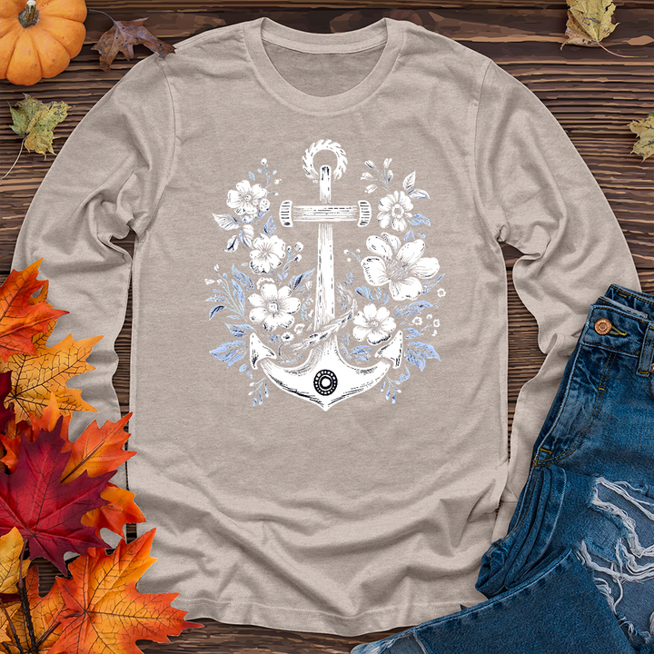 Anchor with flower Long Sleeve Tee