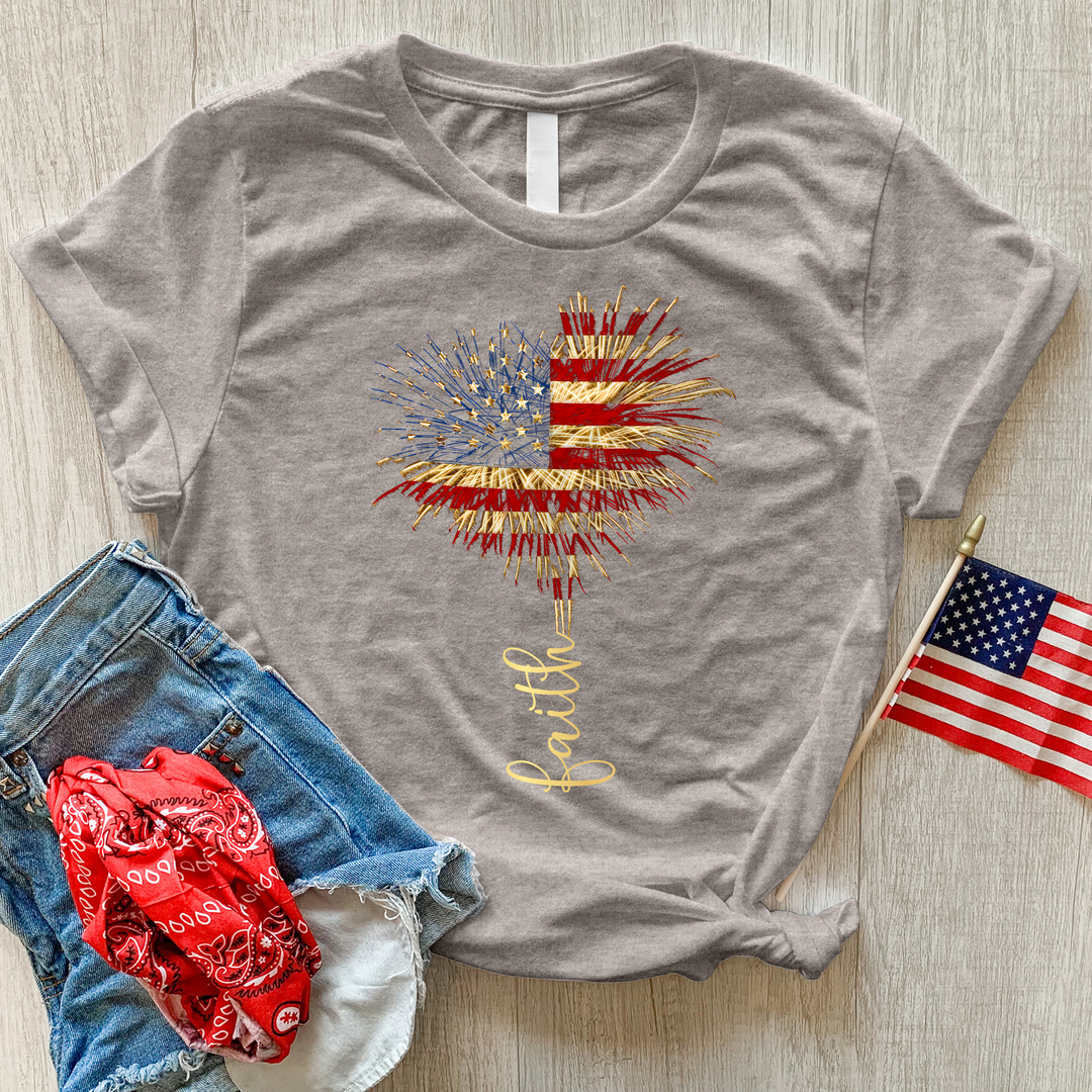 Faith Heart Fireworks Heathered Tee