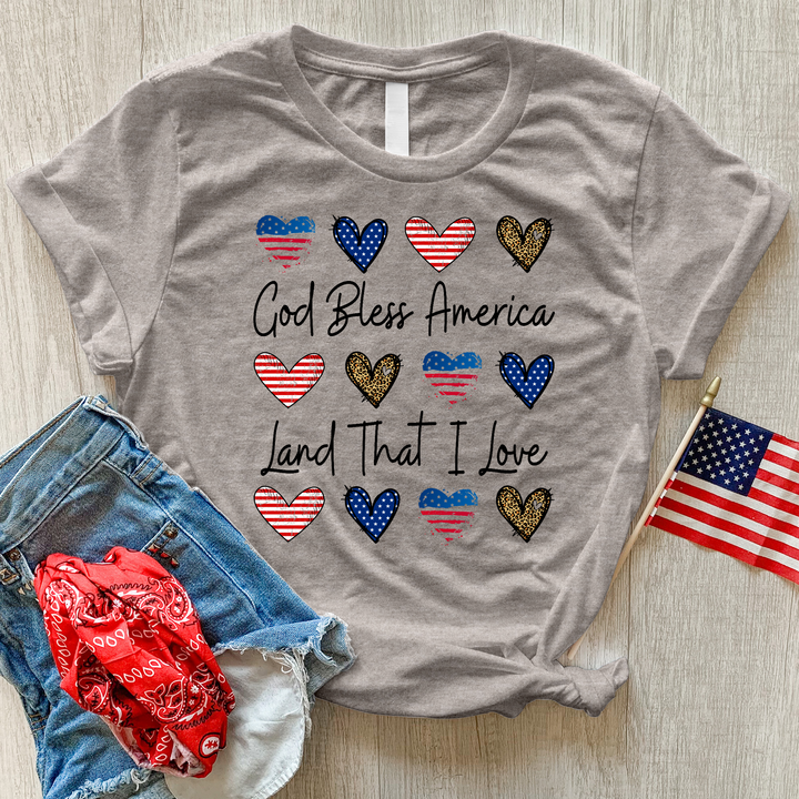 God Bless Heart Pattern Heathered Tee