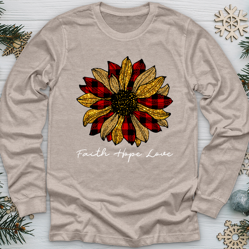 Christmas Patterned Flower Long Sleeve Tee