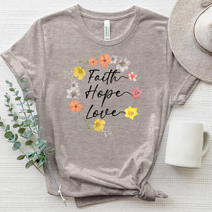 Faith Hope Love Wreath Heathered Tee