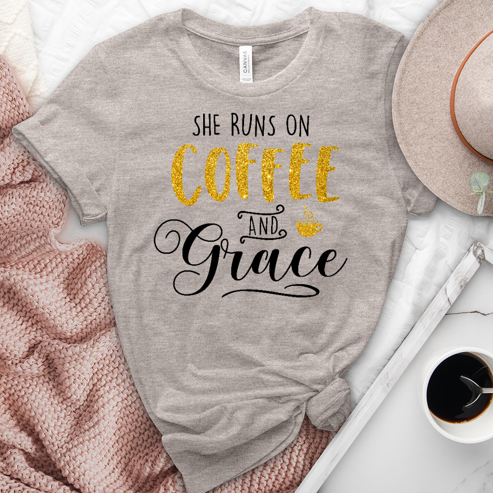 Gold Coffee and Grace Heathered Tee