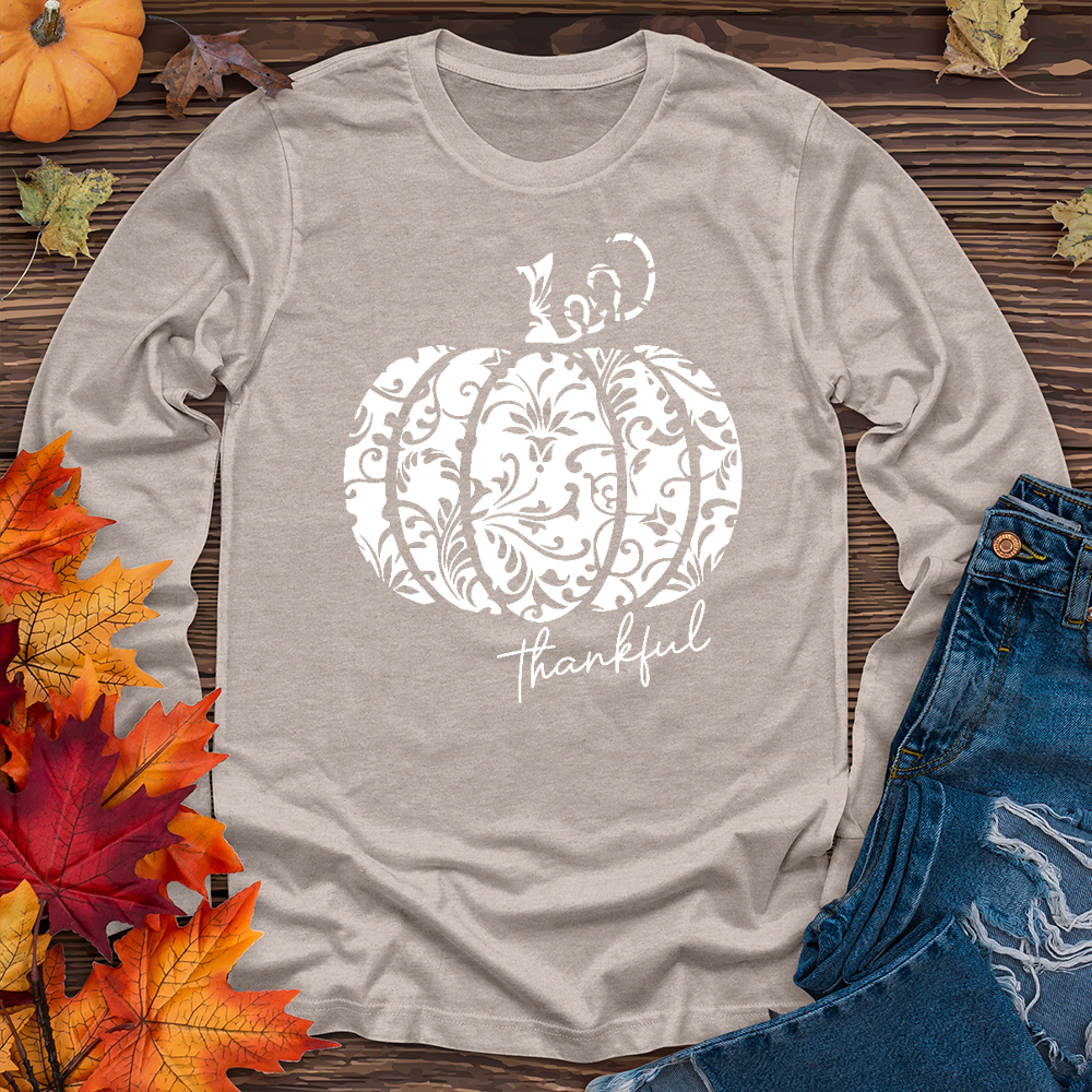 Thankful Floral Pumpkin Long Sleeve Tee