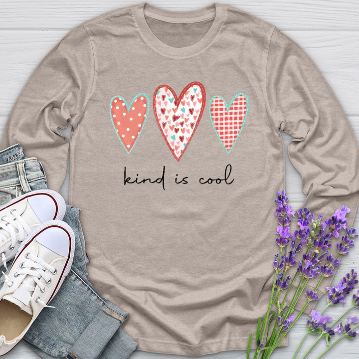 Kind Is Cool Pink Hearts Long Sleeve Tee