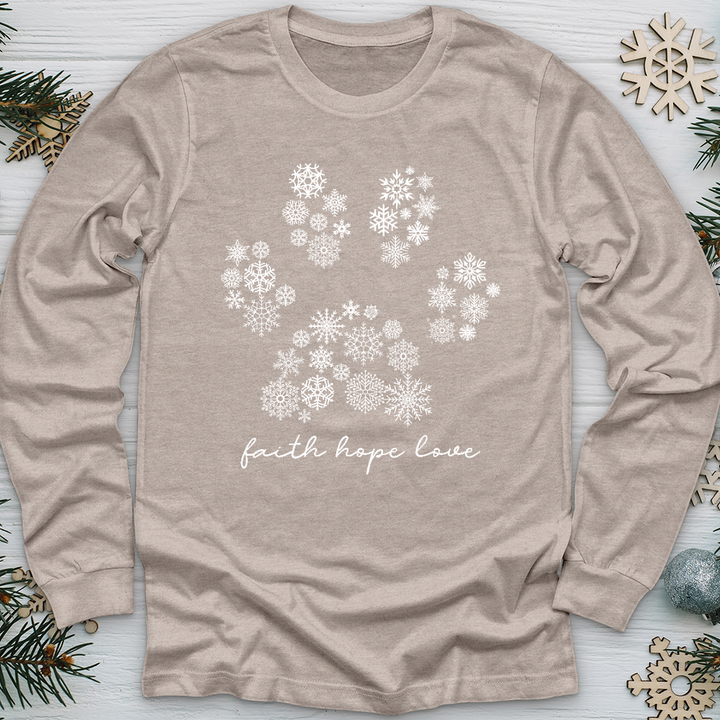 Snowflake Paw Print Long Sleeve Tee