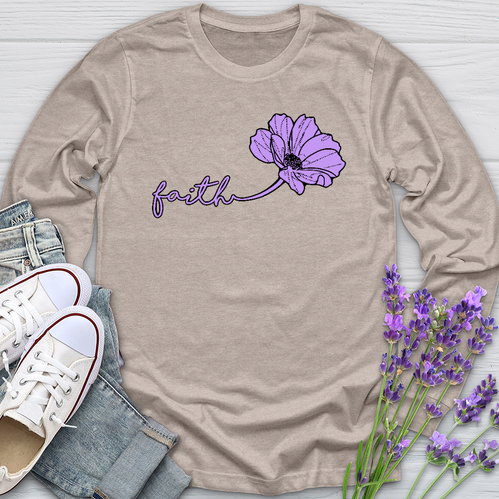 Faith Purple Flower Long Sleeve Tee