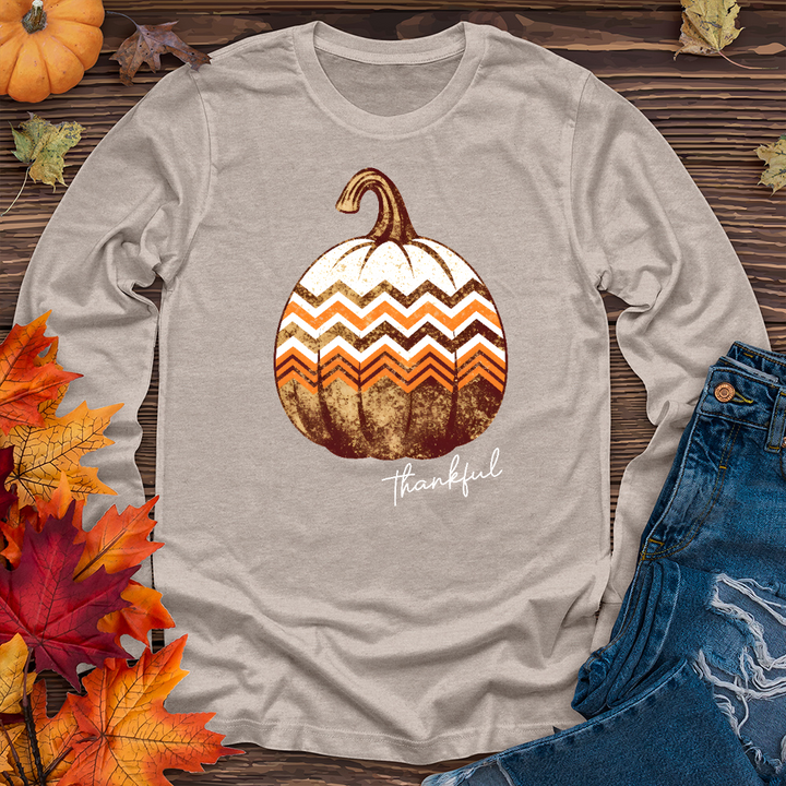 Thankful Retro Cozy Pumpkin Long Sleeve Tee