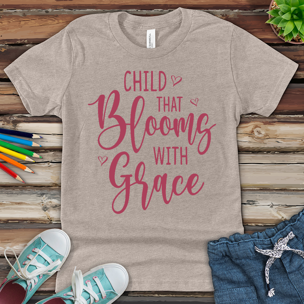 Child Bloom with Grace Youth Heathered Tee