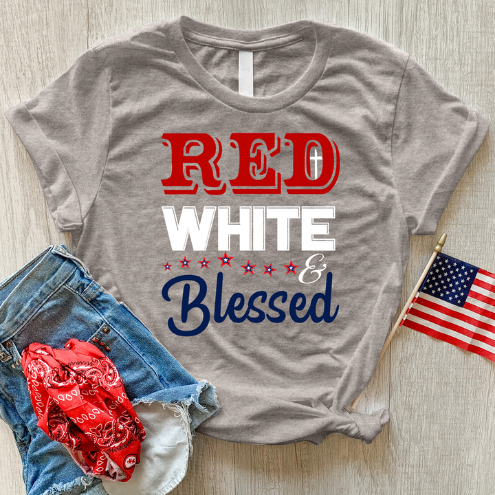 Red White & Blessed Heathered Tee