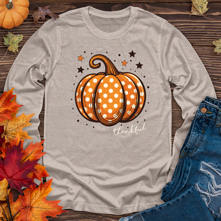 Thankful Dotted Pumpkin Long Sleeve Tee