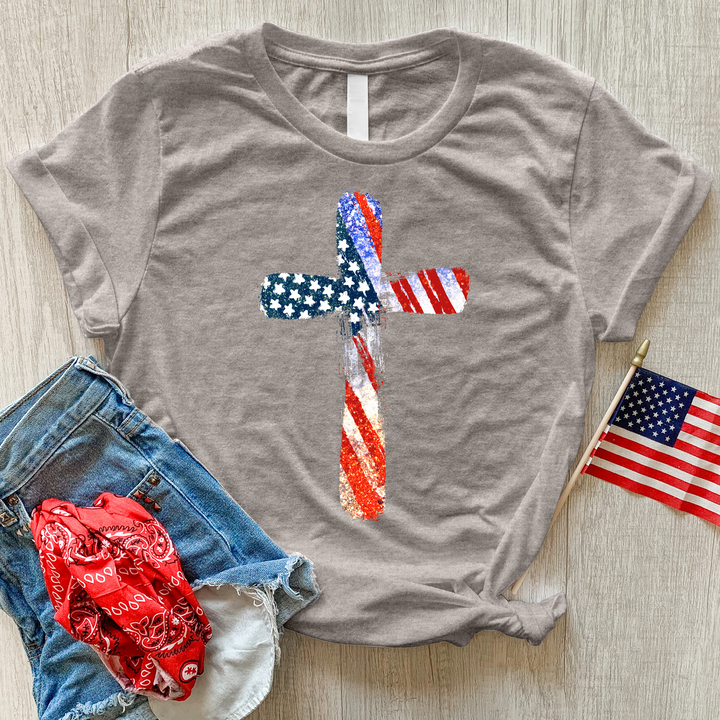 American Cross Heathered Tee