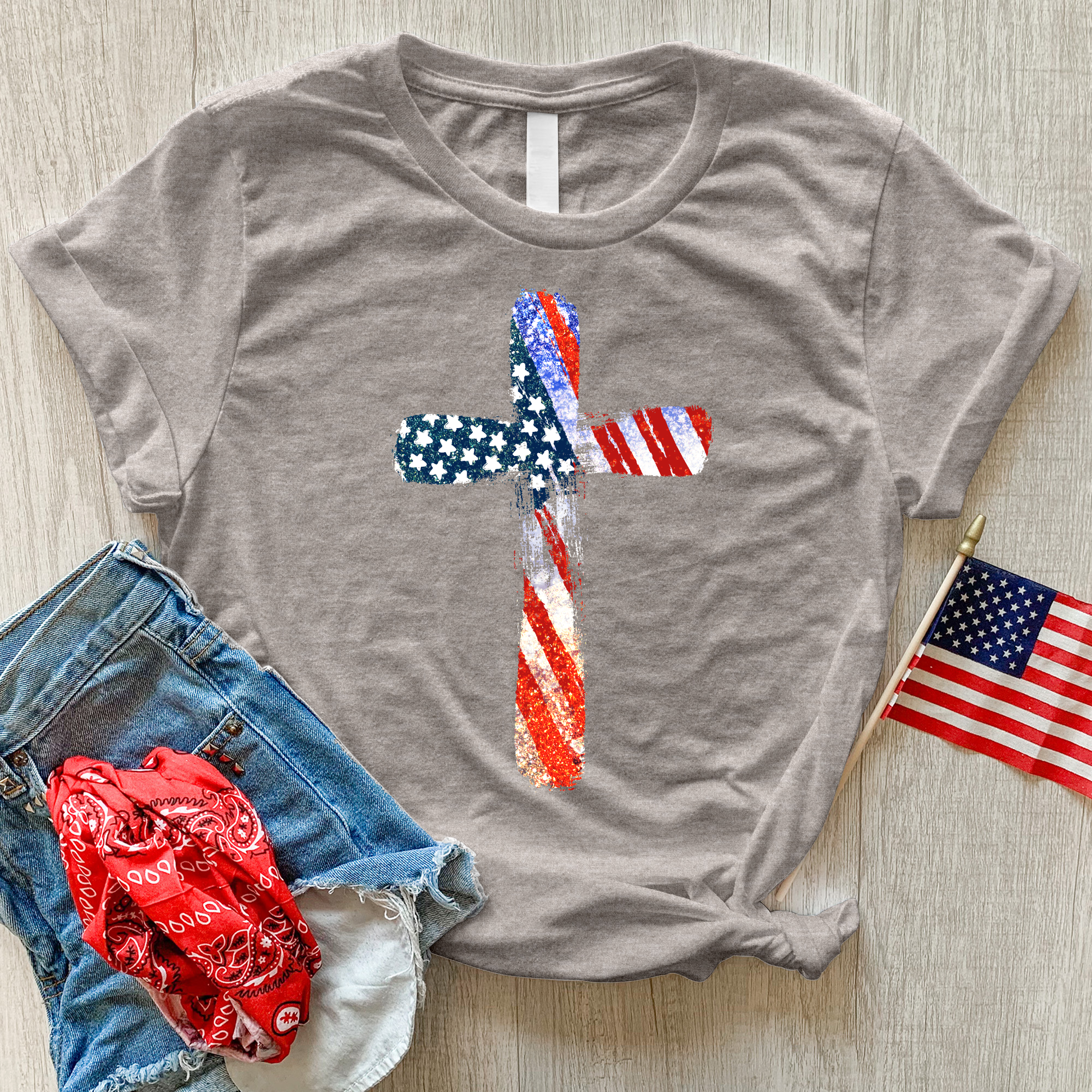 American Cross Heathered Tee