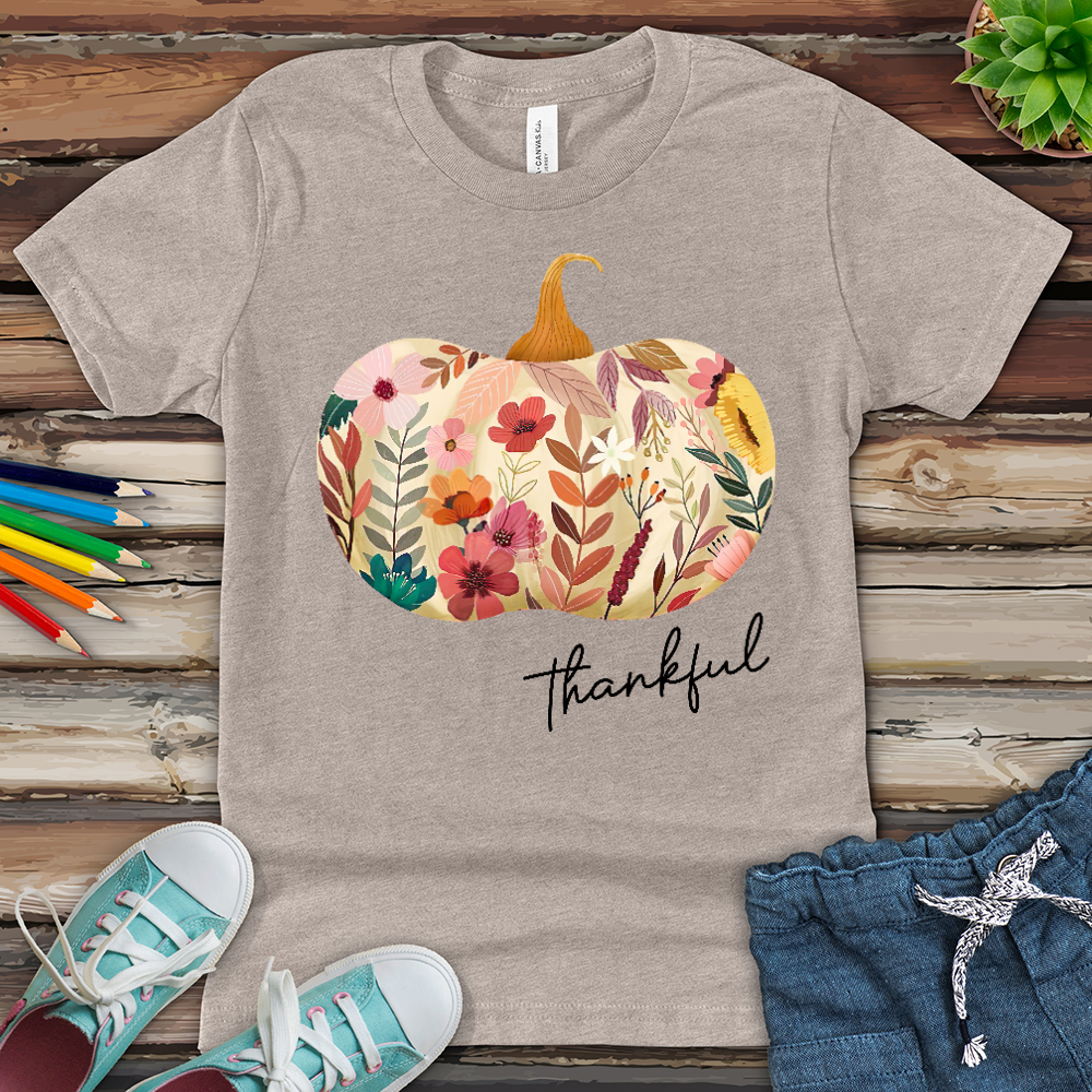 Thankful Garden Pumpkin Youth Heathered Tee