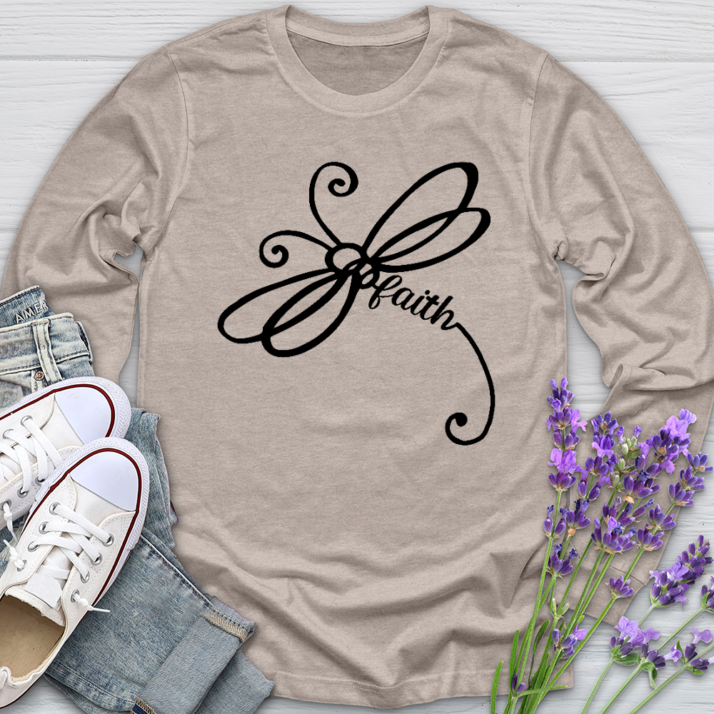 Faith Dragonfly Word Art Long Sleeve Tee