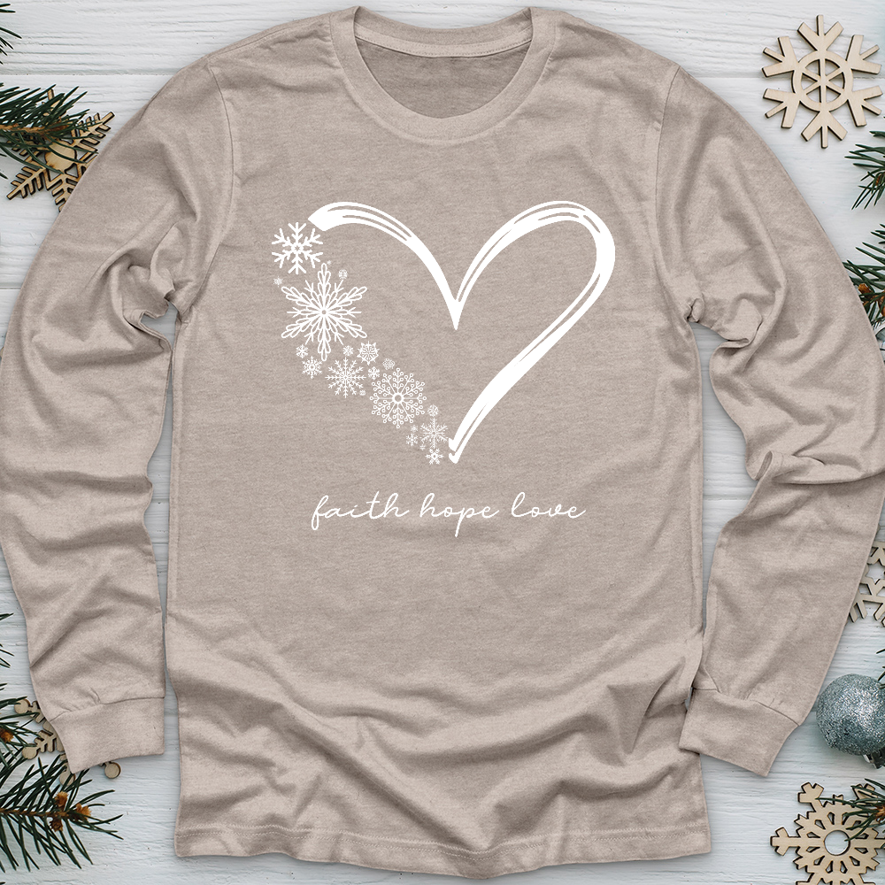 Snowflake Faith Hope Love Heart Long Sleeve Tee