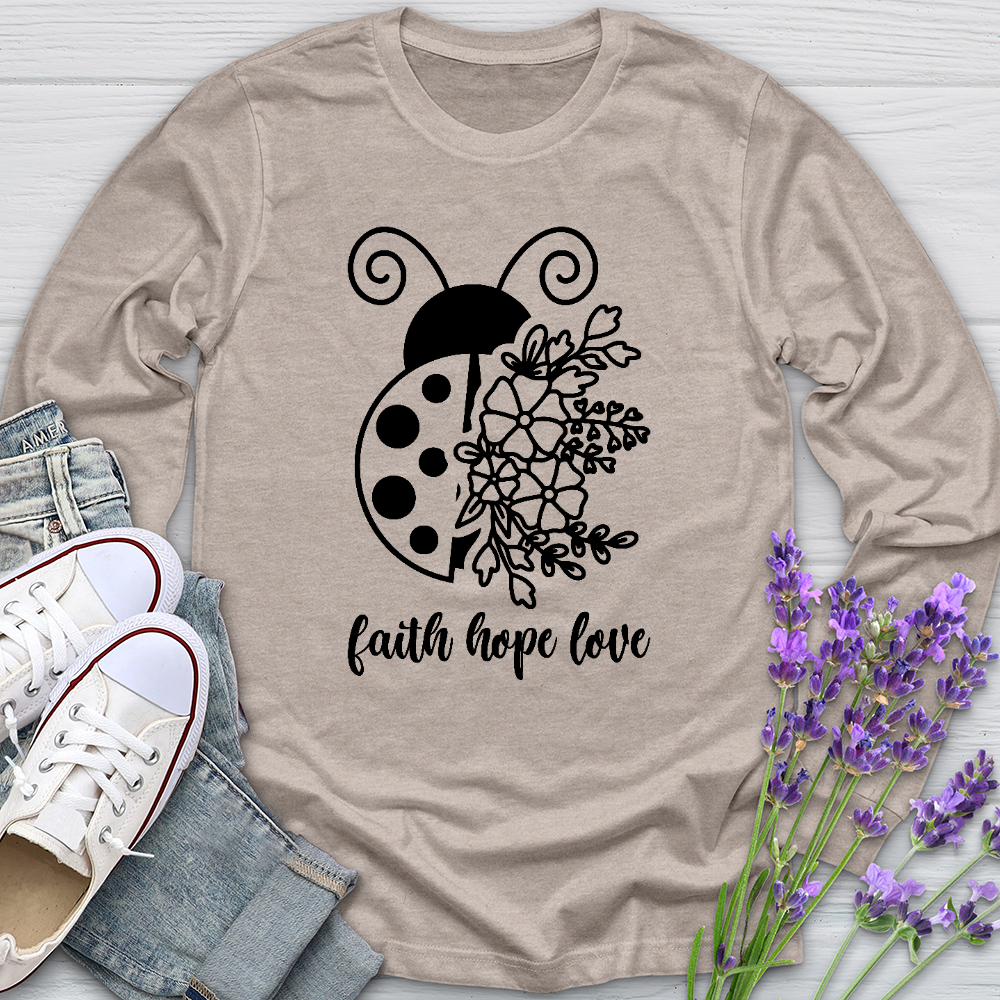 Faith Hope Love Ladybug Long Sleeve Tee