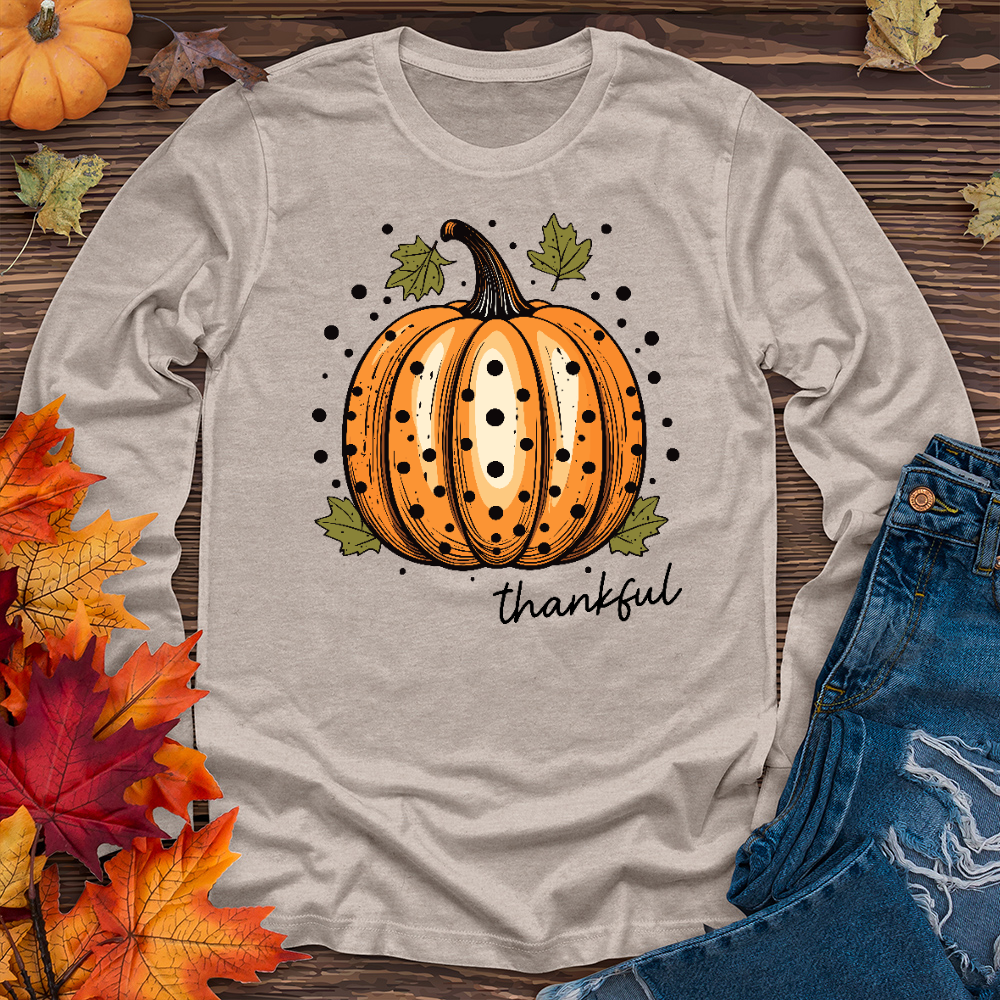 Thankful Spotted Pumpkin Long Sleeve Tee