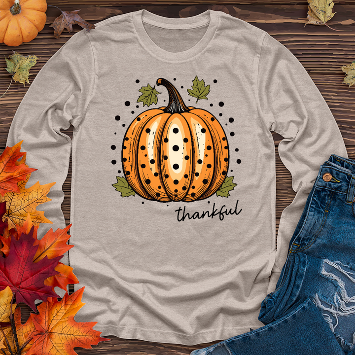 Thankful Spotted Pumpkin Long Sleeve Tee