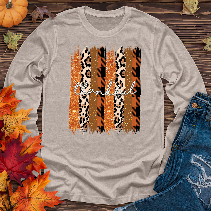 Thankful Watercolor Stripes    Long Sleeve Tee