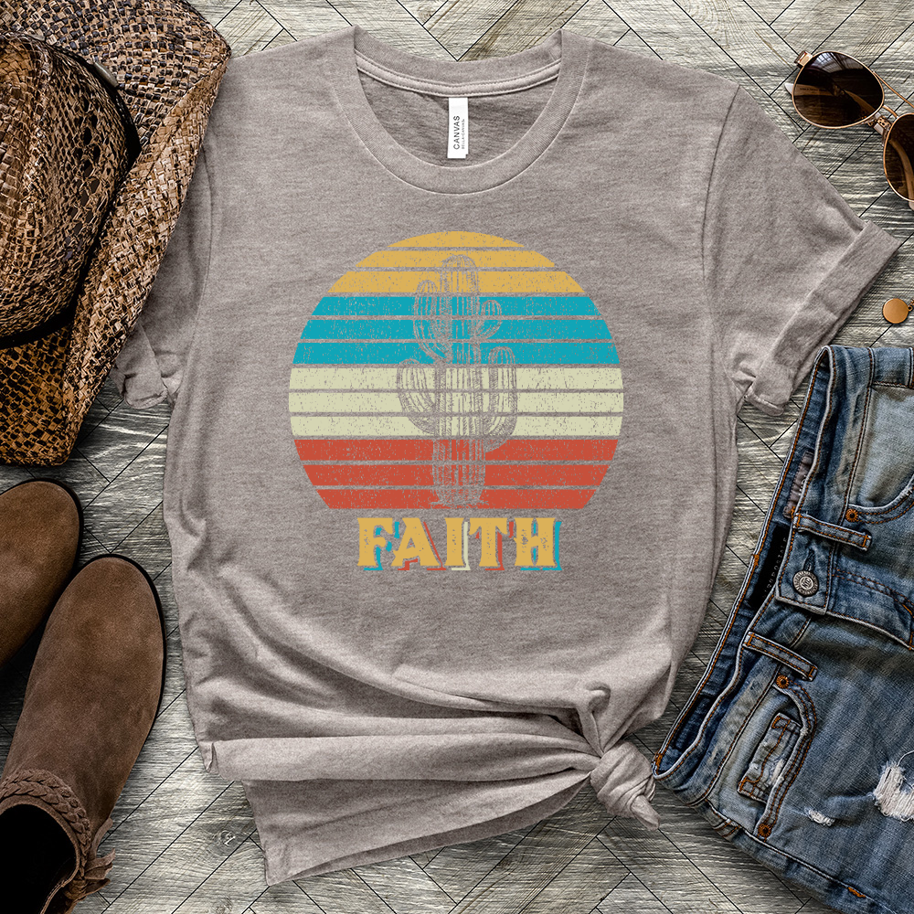 Retro Faith Cactus Heathered Tee