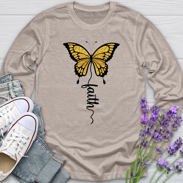 Gold Faith Butterfly Long Sleeve Tee