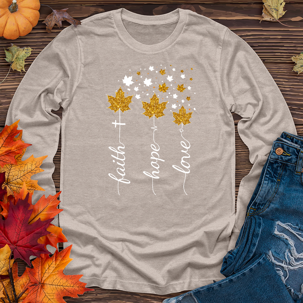 FHL Gold Faux Leaves Long Sleeve Tee