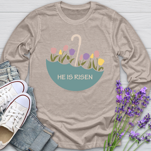 He Is Risen Flower Umbrella Long Sleeve Tee