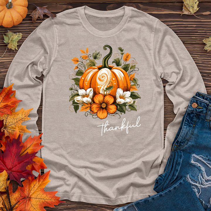 Thankful Foliage Pumpkin Long Sleeve Tee