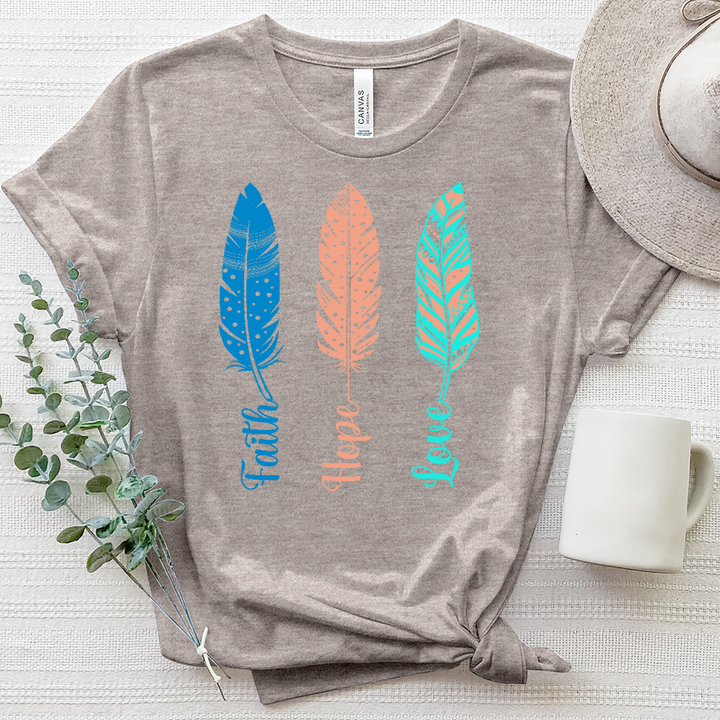 Faith Hope Love Feather Heathered Tee