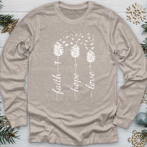 Faith Hope Love Pinecones Long Sleeve Tee