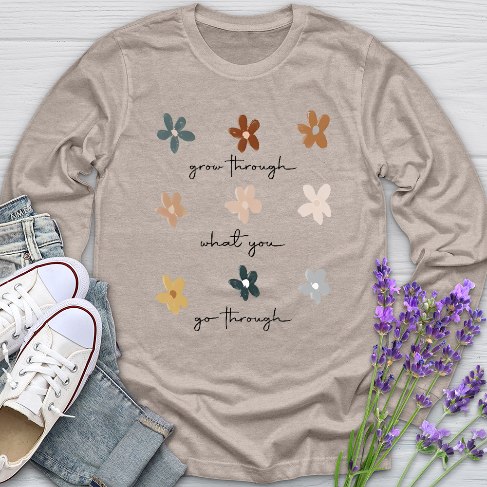 Grow Through Flower Pattern Long Sleeve Tee