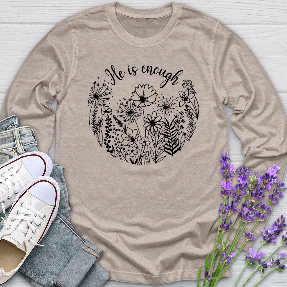 He Is Enough Wildflowers Long Sleeve Tee