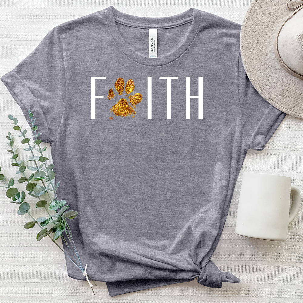 Faith Letters Paw Print Heathered Tee