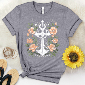 A Simple Anchor With Flower Heathered Tee