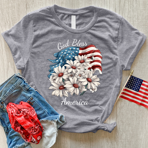 God Bless American Daisies Heathered Tee