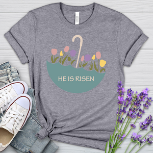 He Is Risen Flower Umbrella Heathered Tee