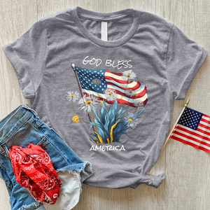 God Bless America Dandelions Heathered Tee