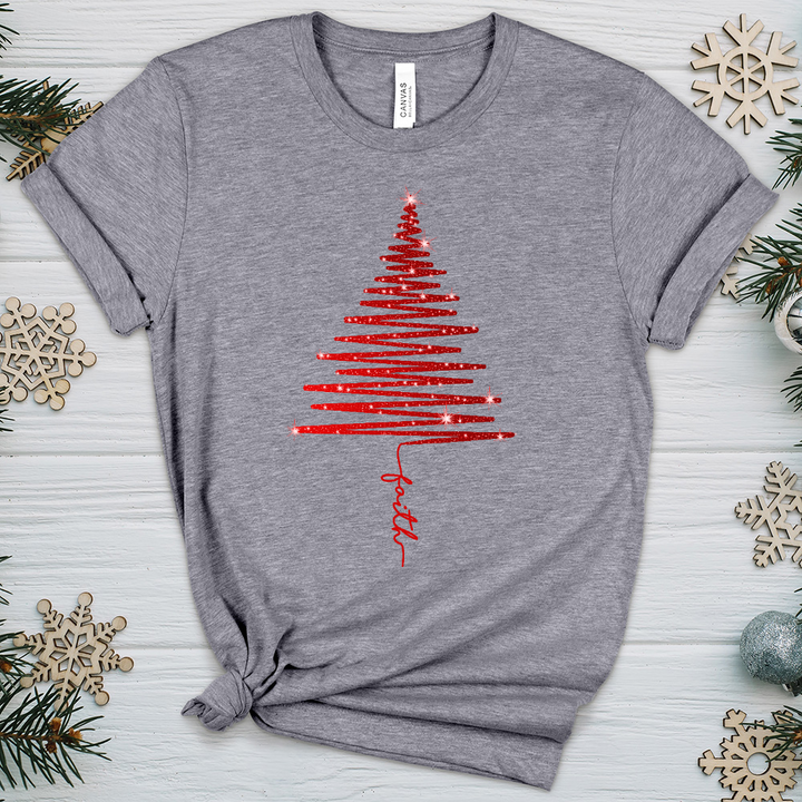 Gleaming Red Faith Tree Heathered Tee
