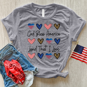 God Bless Heart Pattern Heathered Tee