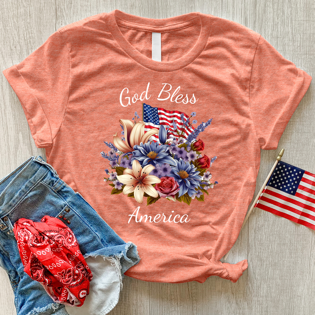 God Bless Wildflowers Heathered Tee