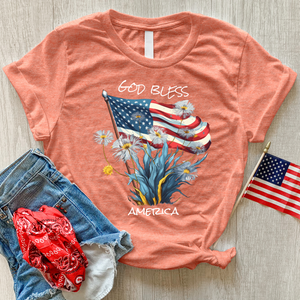 God Bless America Dandelions Heathered Tee