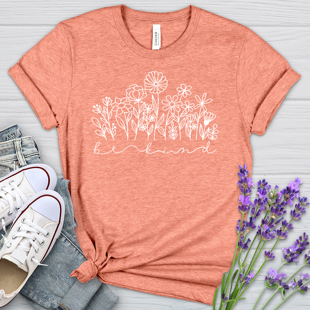 Be Kind Garden Flowers Heathered Tee