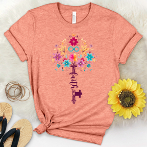 Faith Retro Flowers Key Heathered Tee