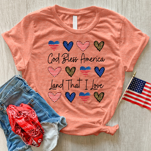 God Bless Heart Pattern Heathered Tee