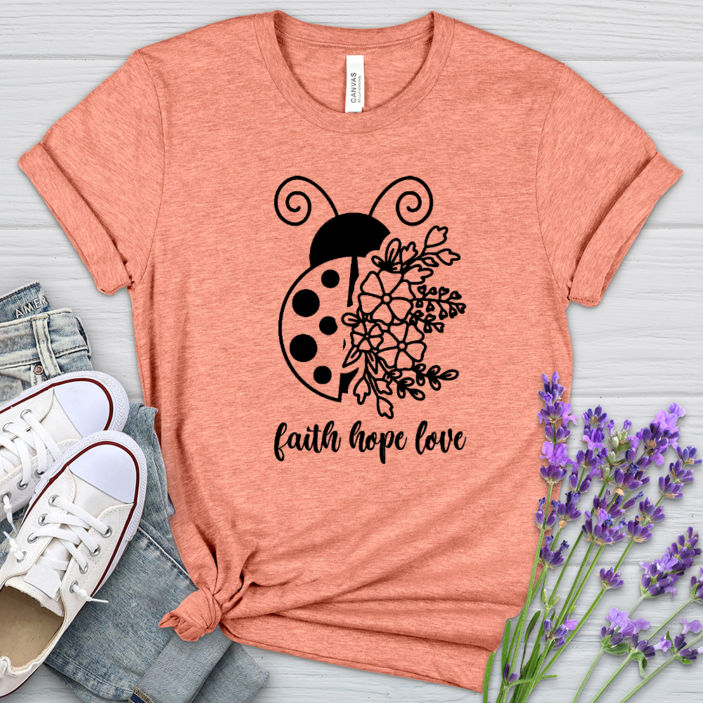 Faith Hope Love Ladybug Heathered Tee