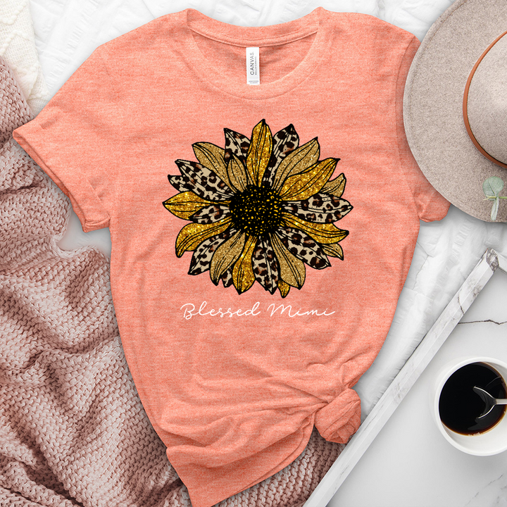 Blessed Mimi Leopard Sunflower Heathered Tee