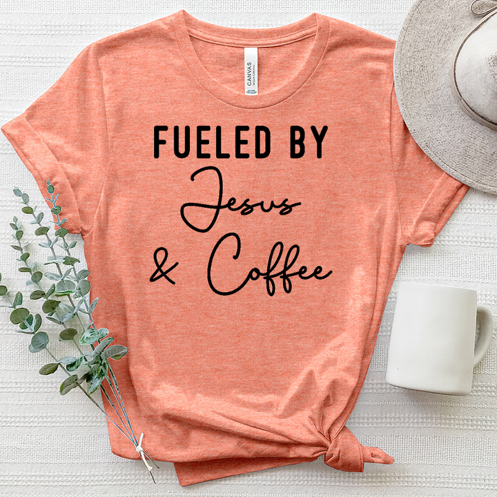 Fueled By Jesus And Coffee Heathered Tee