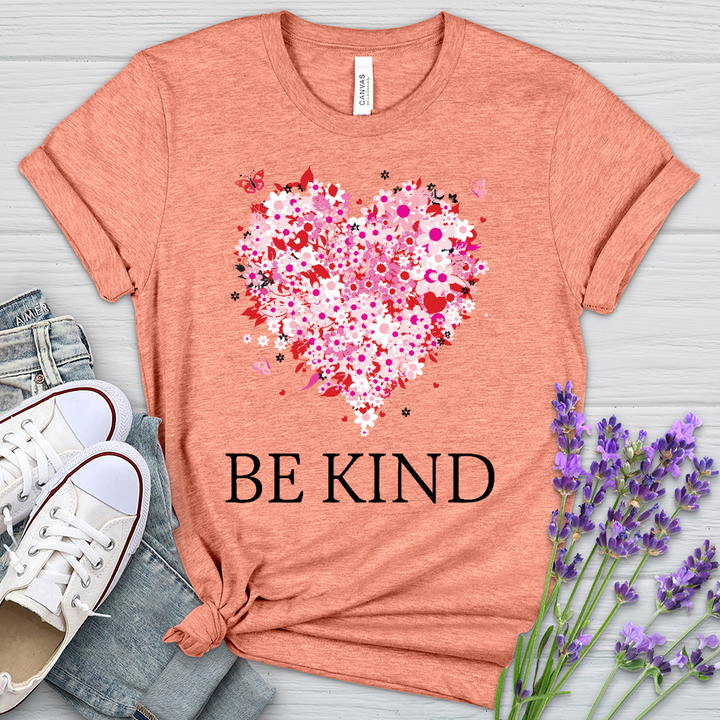 Be Kind Floral Heart Heathered Tee