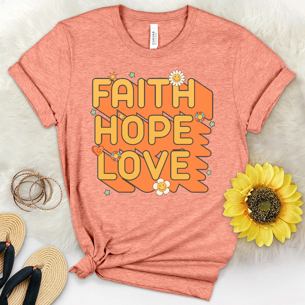 Retro Faith Hope Love Heathered Tee